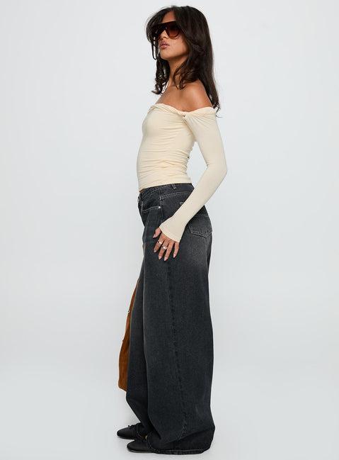 Naylor Mid Rise Wide Leg Jeans Grey Wash Product Image