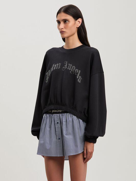 RHINESTONE CURVED LOGO D CREW BLACK - SI Product Image