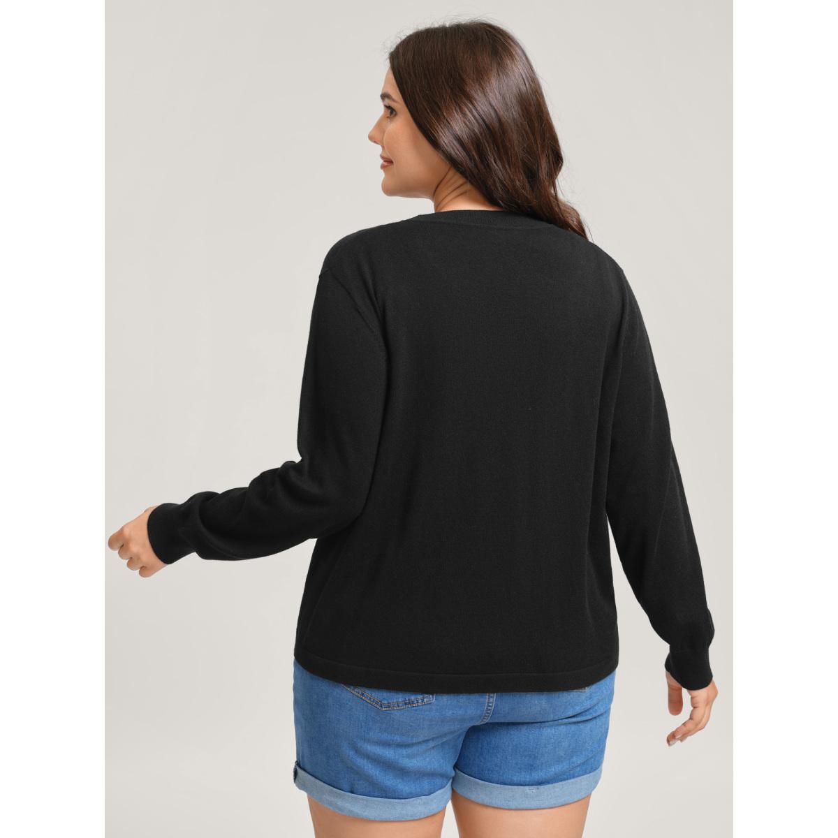 Plus Size Supersoft Arc Swing Front-Open Lightweight Cardigan Black Women Leisure Loose Long Sleeve Casual Cardigans BloomChic 10/M Product Image