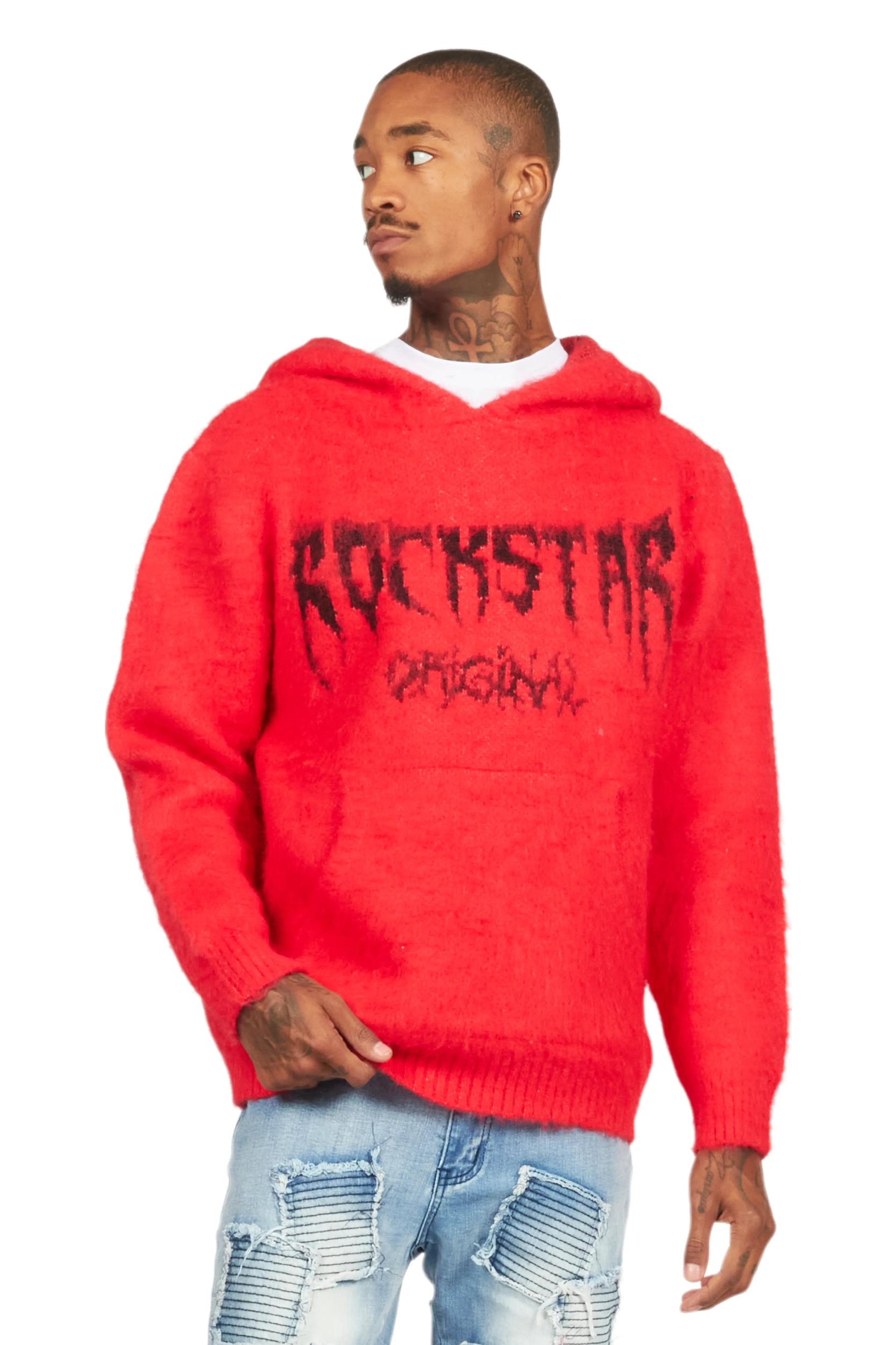 Andreas Red Graphic Knit Hoodie Female Product Image