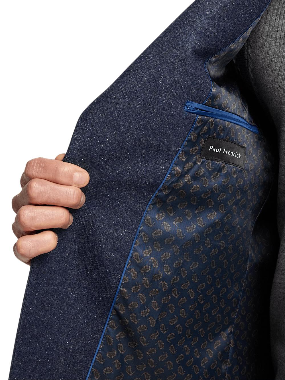 Wool Blend Donegal Single Breasted Notch Lapel Sport Coat - Navy Product Image