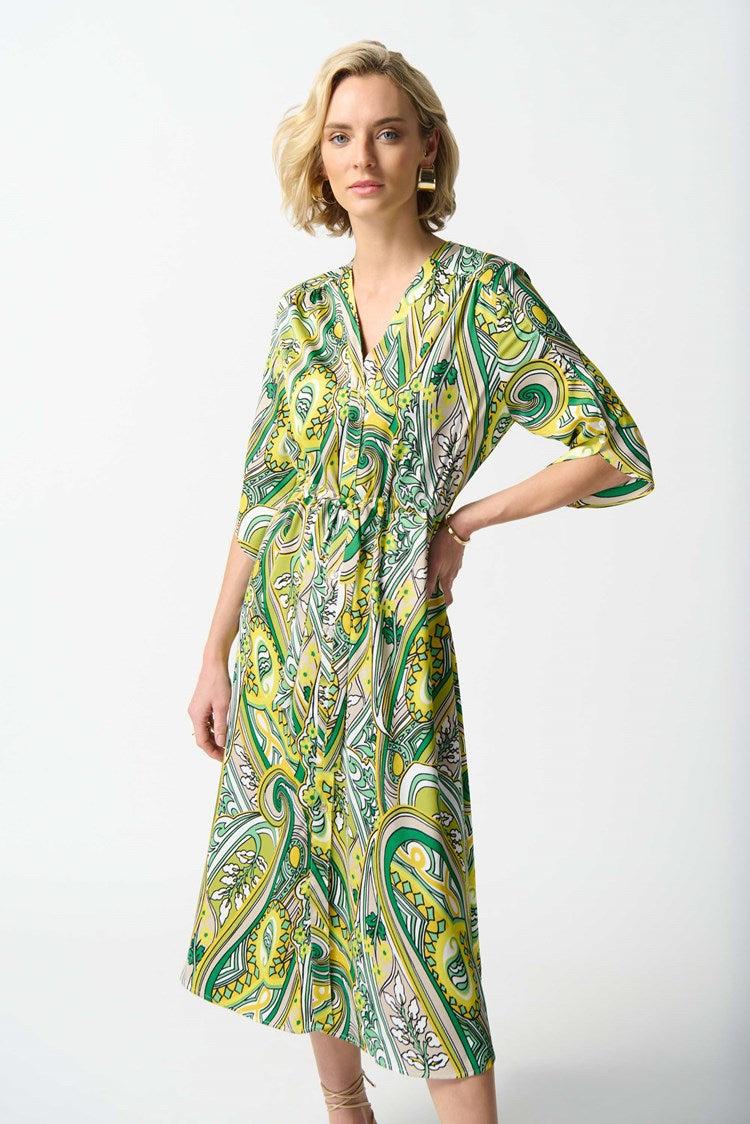 Satin Paisley Print Shirt Dress Product Image