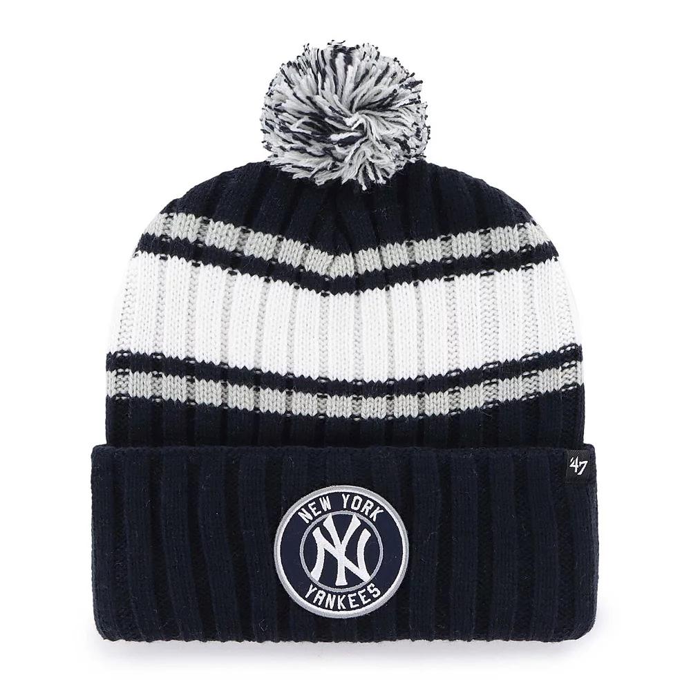 Men's '47  Navy New York Yankees Plateau Cuffed Knit Hat with Pom, Blue Product Image