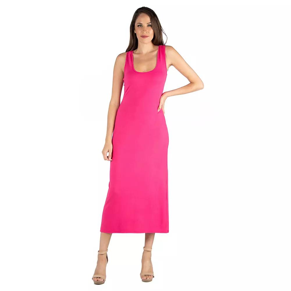 Women's 24seven Comfort Apparel Scoop Neck Racerback Tank Top Maxi Dress,  Product Image