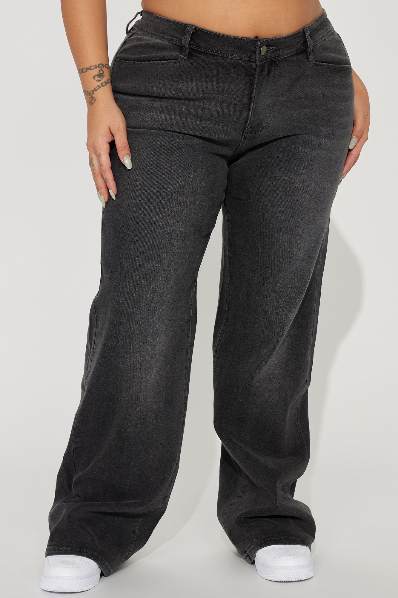 Lost As Always Stretch Baggy Jeans - Black Wash Product Image