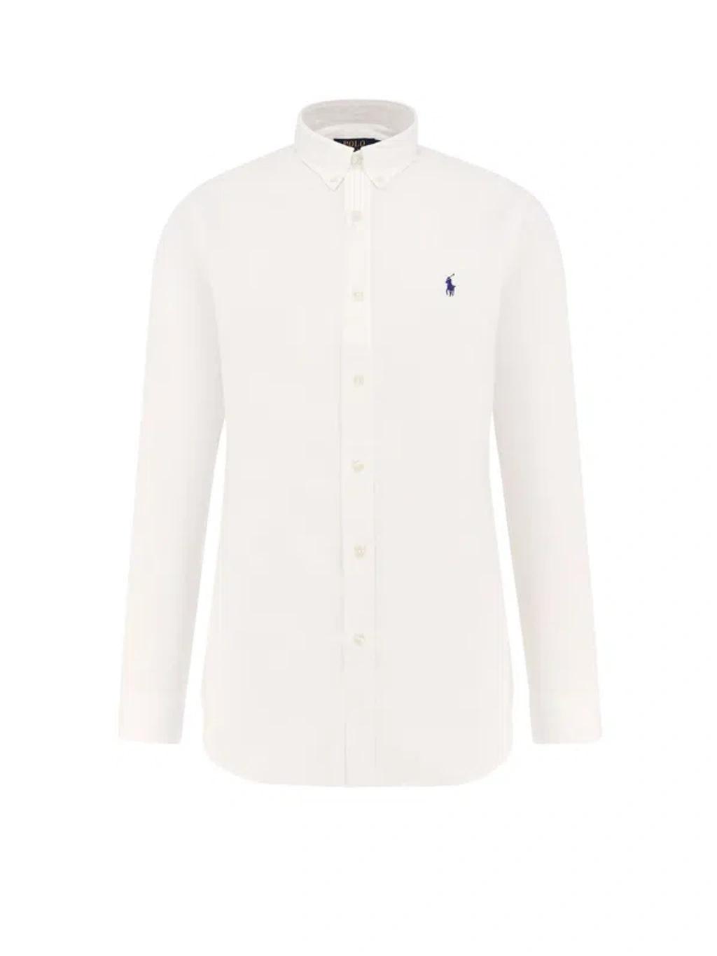 POLO RALPH LAUREN Long-sleeved Button-down Shirt With Tailored Fit In White Product Image