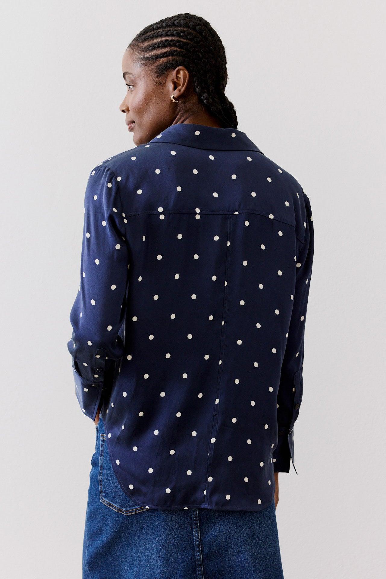 Shift Your Gaze Silk Button Down Blouse Product Image