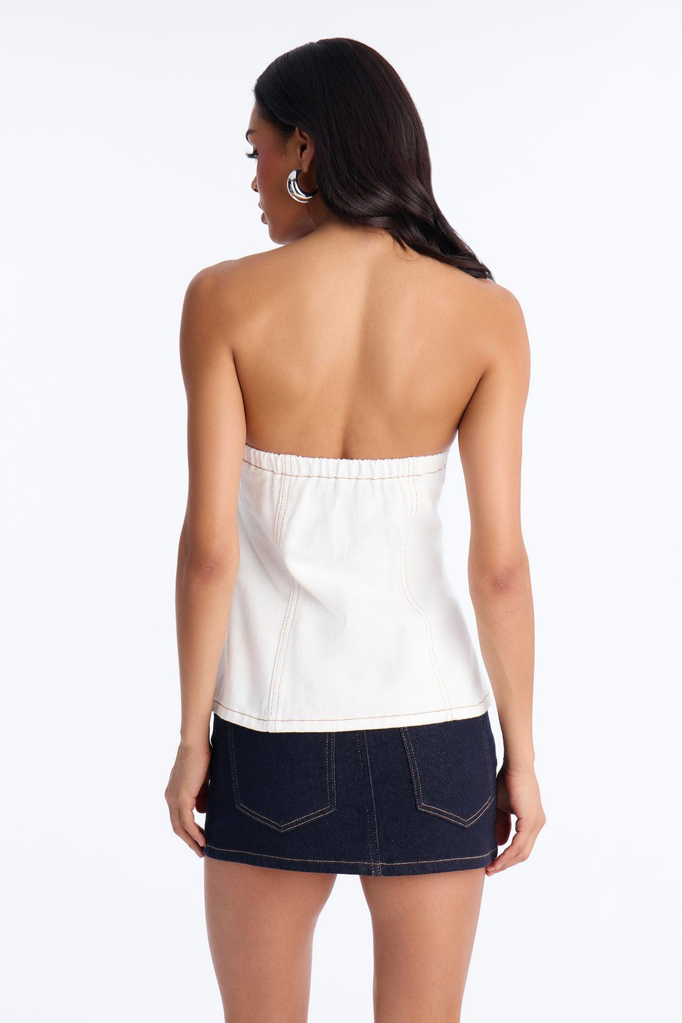 Denim Therapy Asymmetrical Tube Top - White Female Product Image