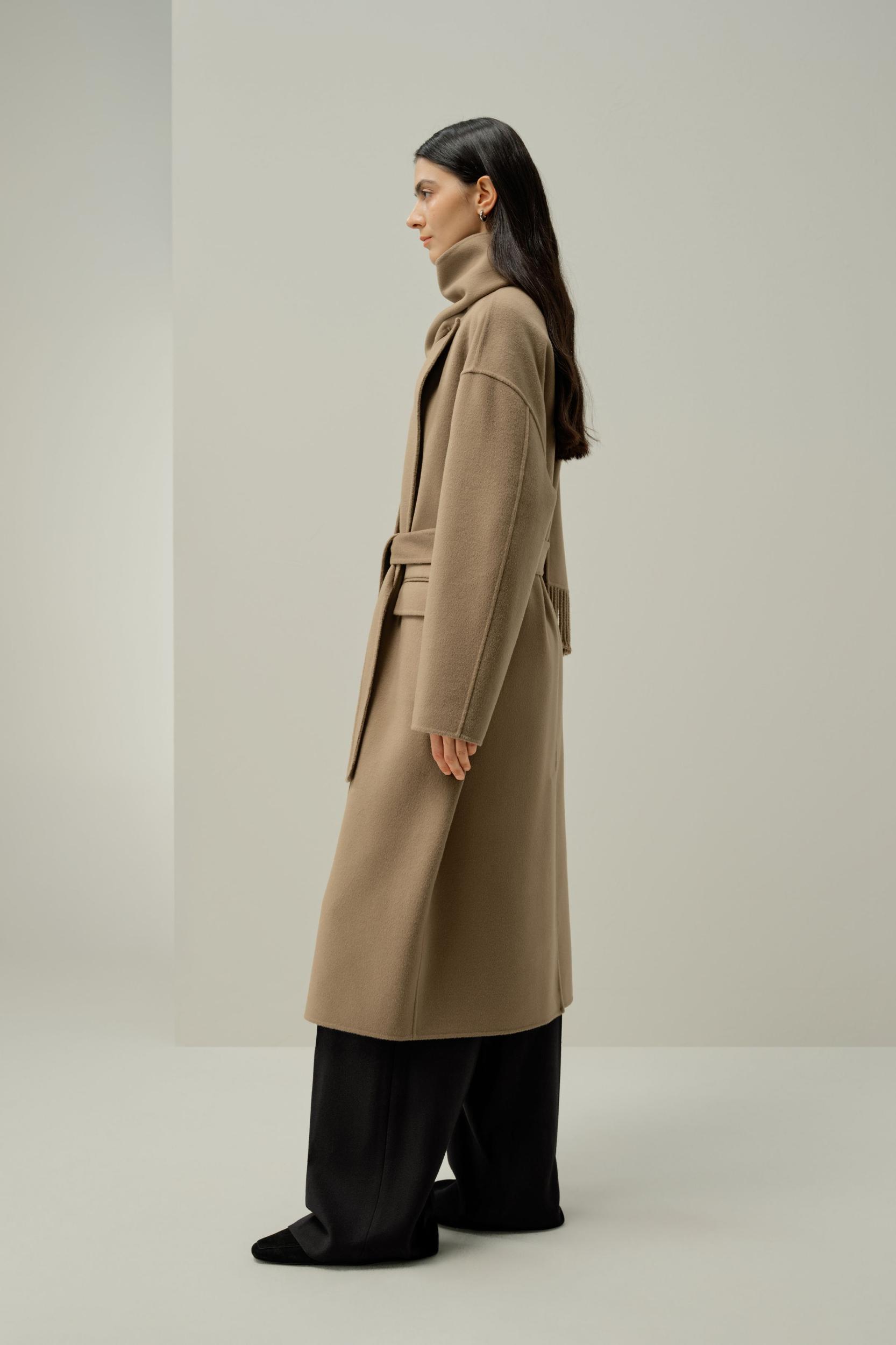 Scarf-Collar Wool Blend Coat Product Image