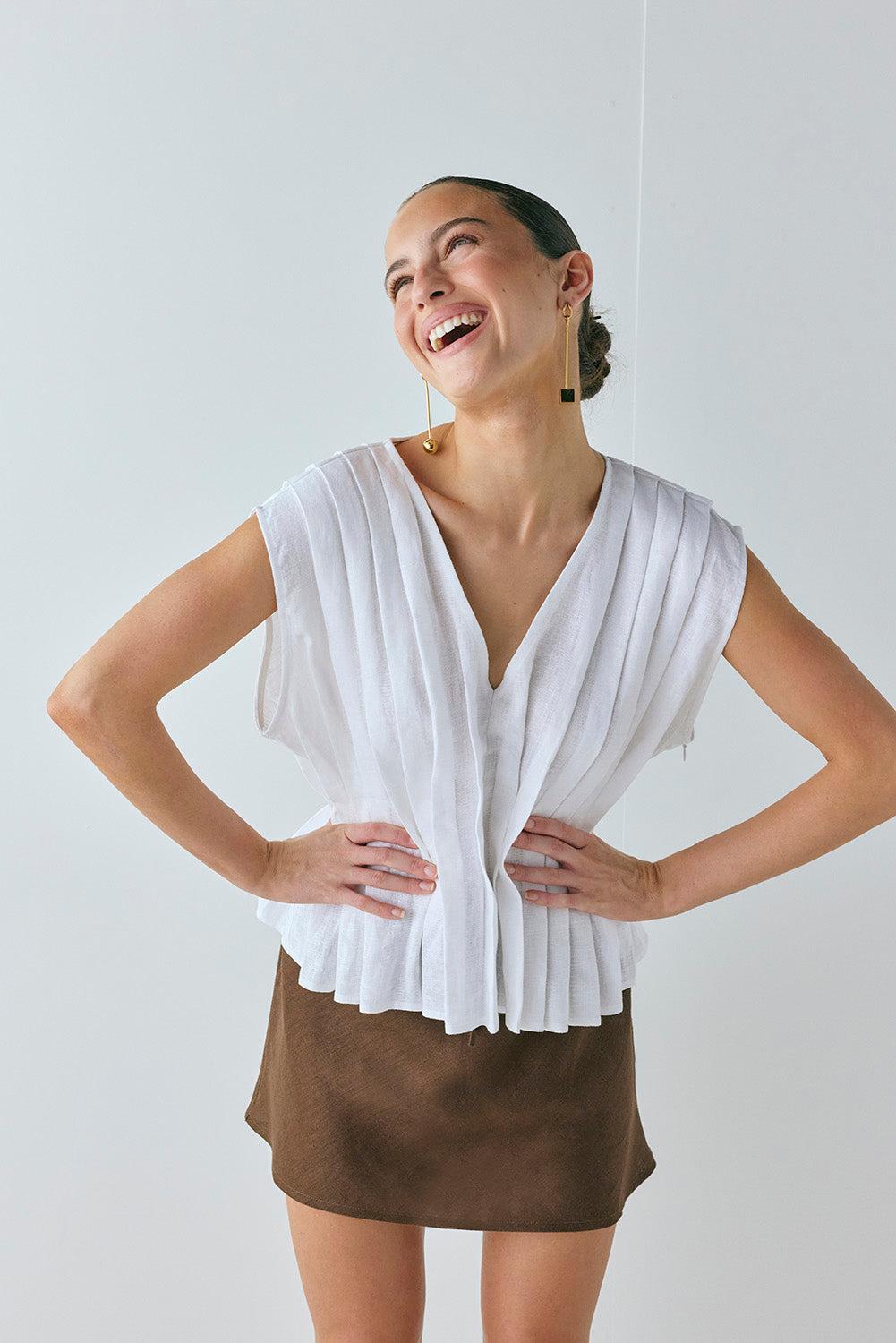 Blanca Linen Top White Product Image