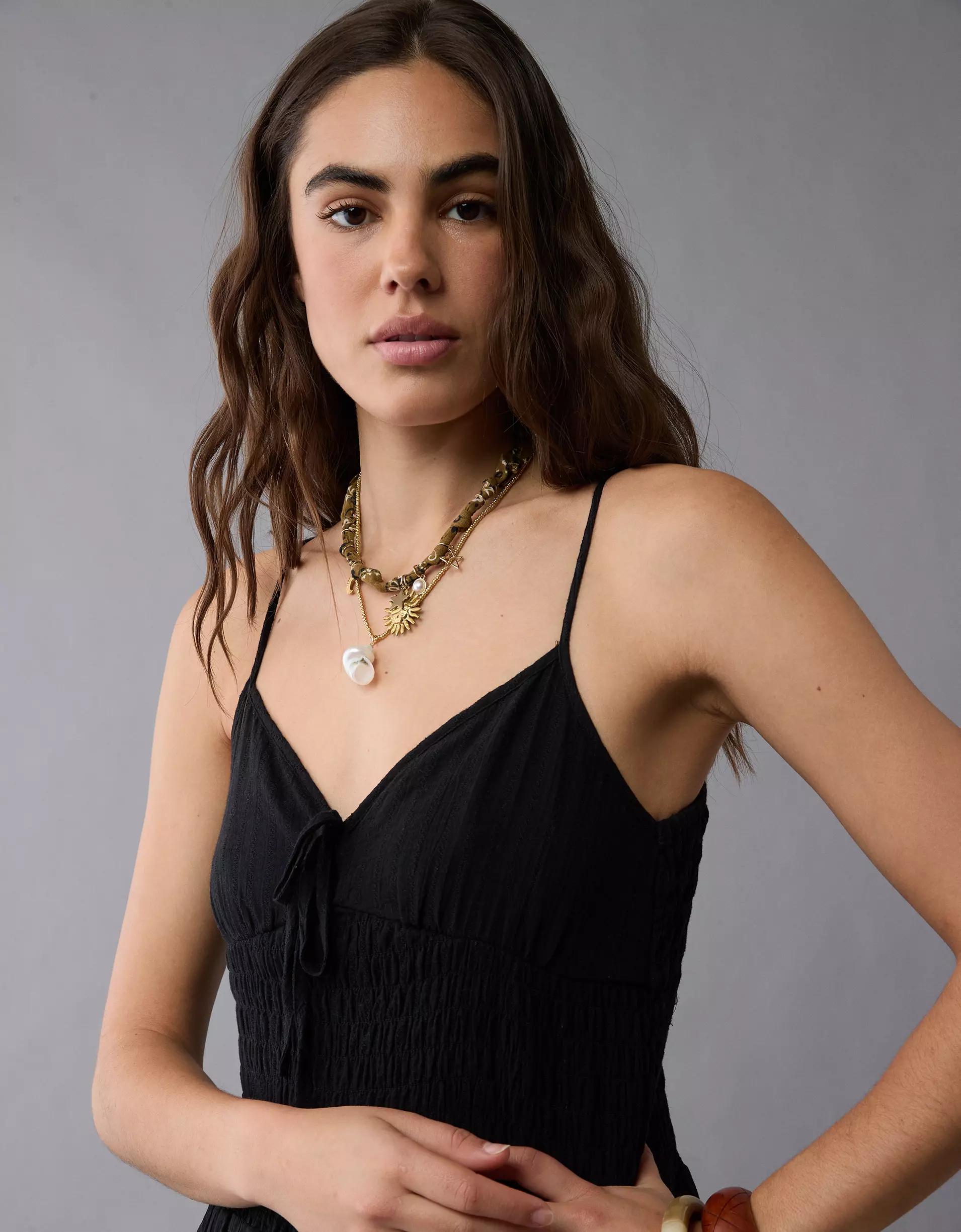 AE V-Neck Smocked Bodice Midi Dress Product Image