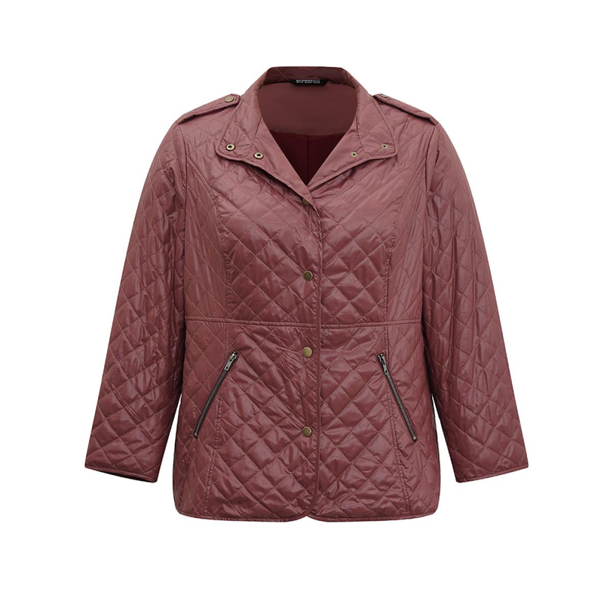 Plus Size Women Dailywear Plain Plain No stretch 14-16/1X Pocket Casual Quilted Jackets BloomChic Product Image