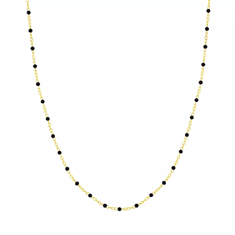 Color Romance 14k Gold Colored Enamel Bead Adjustable Necklace, Women's, Size: 18", Black Product Image