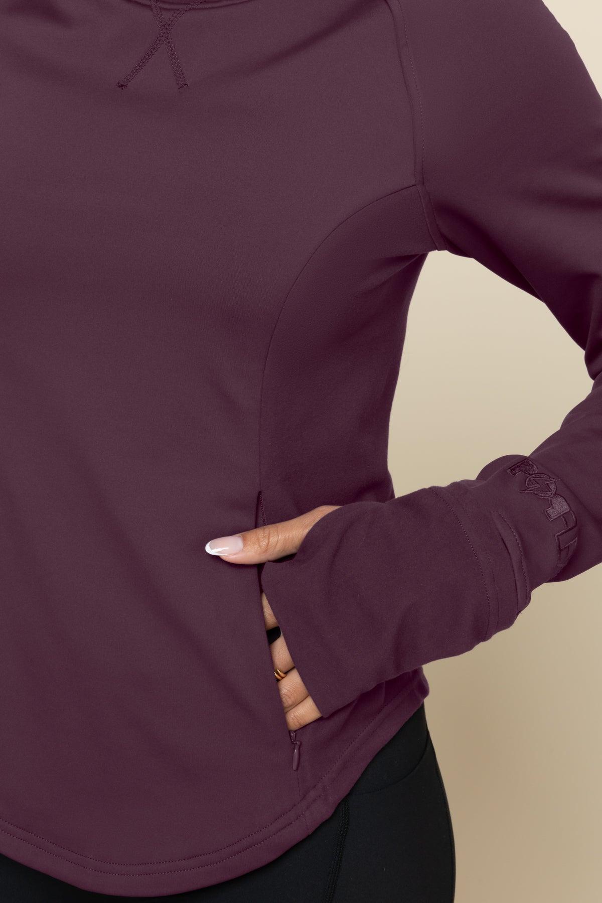 Chasing Pavements Mockneck Pullover - Aubergine Product Image