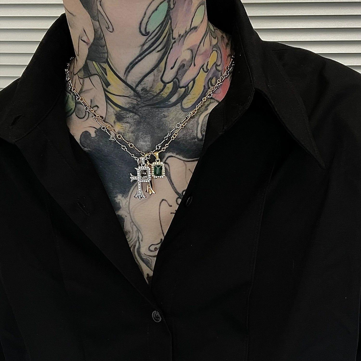 CROSS SQUARE GEM DIAMOND NECKLACE Product Image