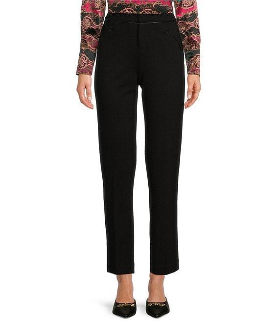tyler boe Maddie Ponte Mid Rise Faux Leather Piping Ankle Length Pant Product Image