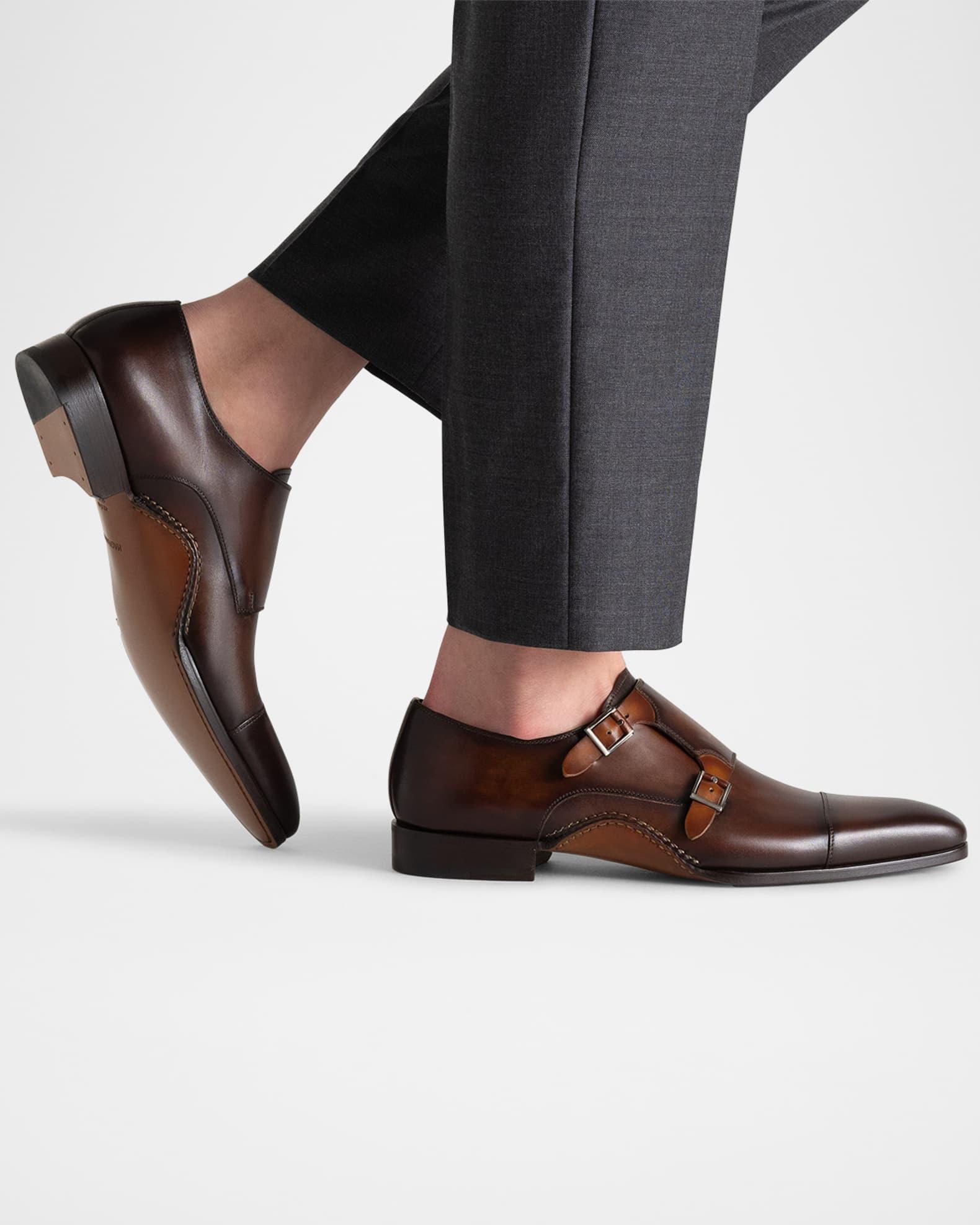 Men's Leros Leather Cap-Toe Double Monk Strap Loafers Product Image