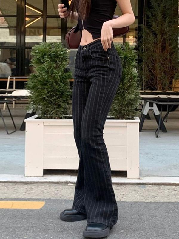 Slim Fit Stripe Flare Jeans Product Image