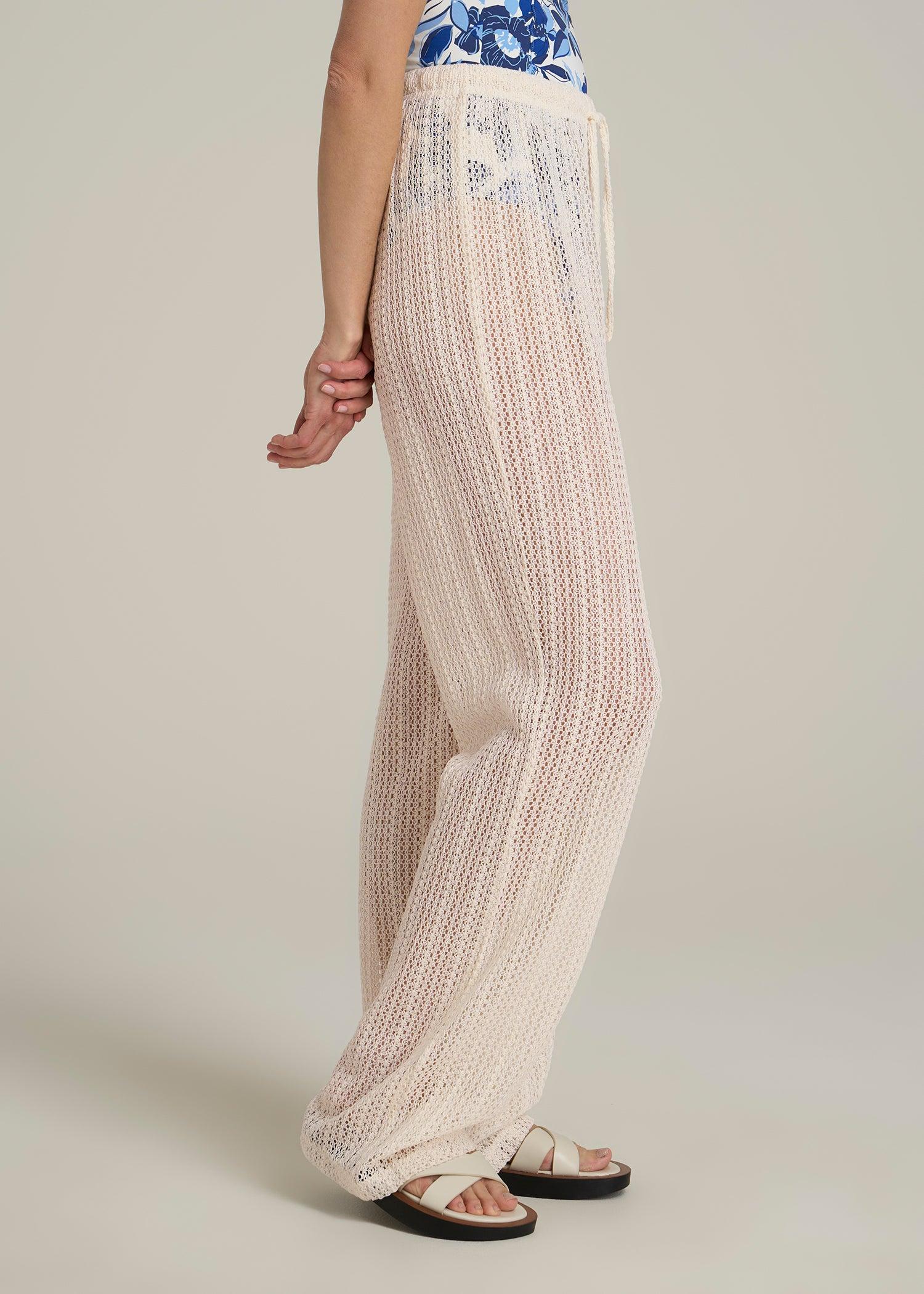Openwork Knit Pants for Tall Women in Natural Female Product Image