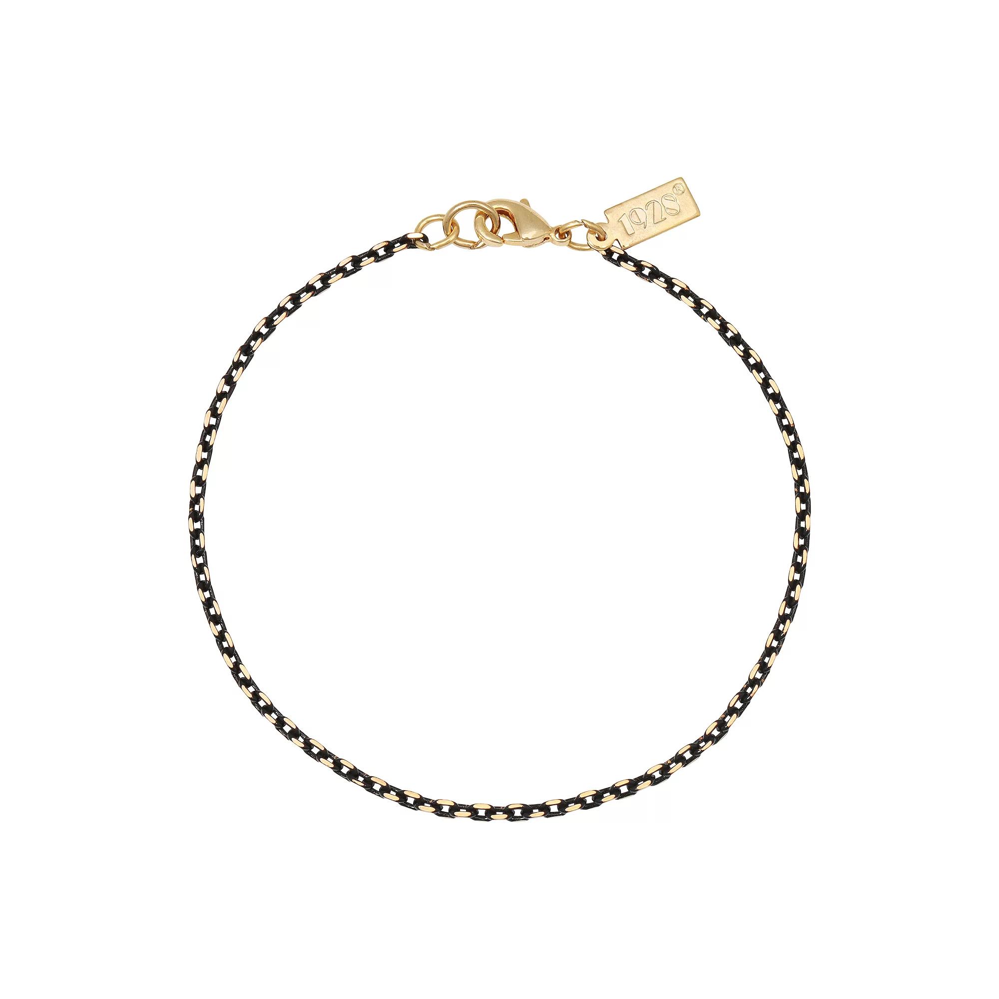 1928 Gold and Black Tone Chain Bracelet, Women's Product Image