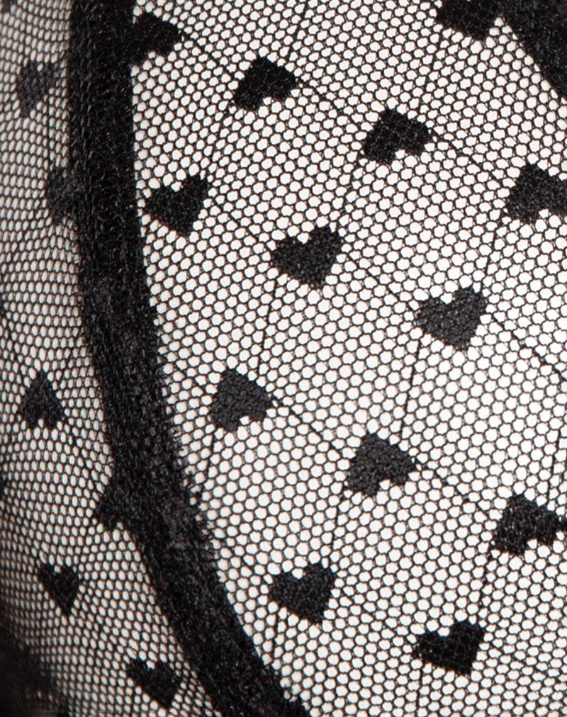 Yandri Bra in Black Lace with Heart Embroidery Female Product Image