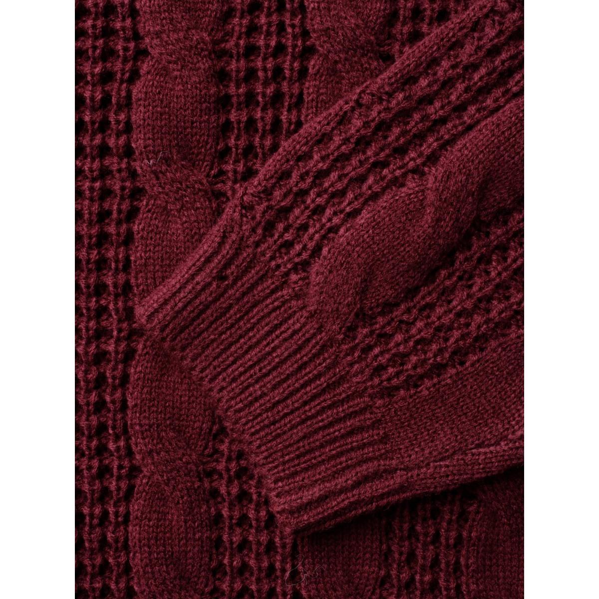 Plus Size Turtleneck Cable Knit Curved Hem Pullover Burgundy Women Leisure Loose Long Sleeve Turtleneck Casual Pullovers BloomChic 28/5X Product Image