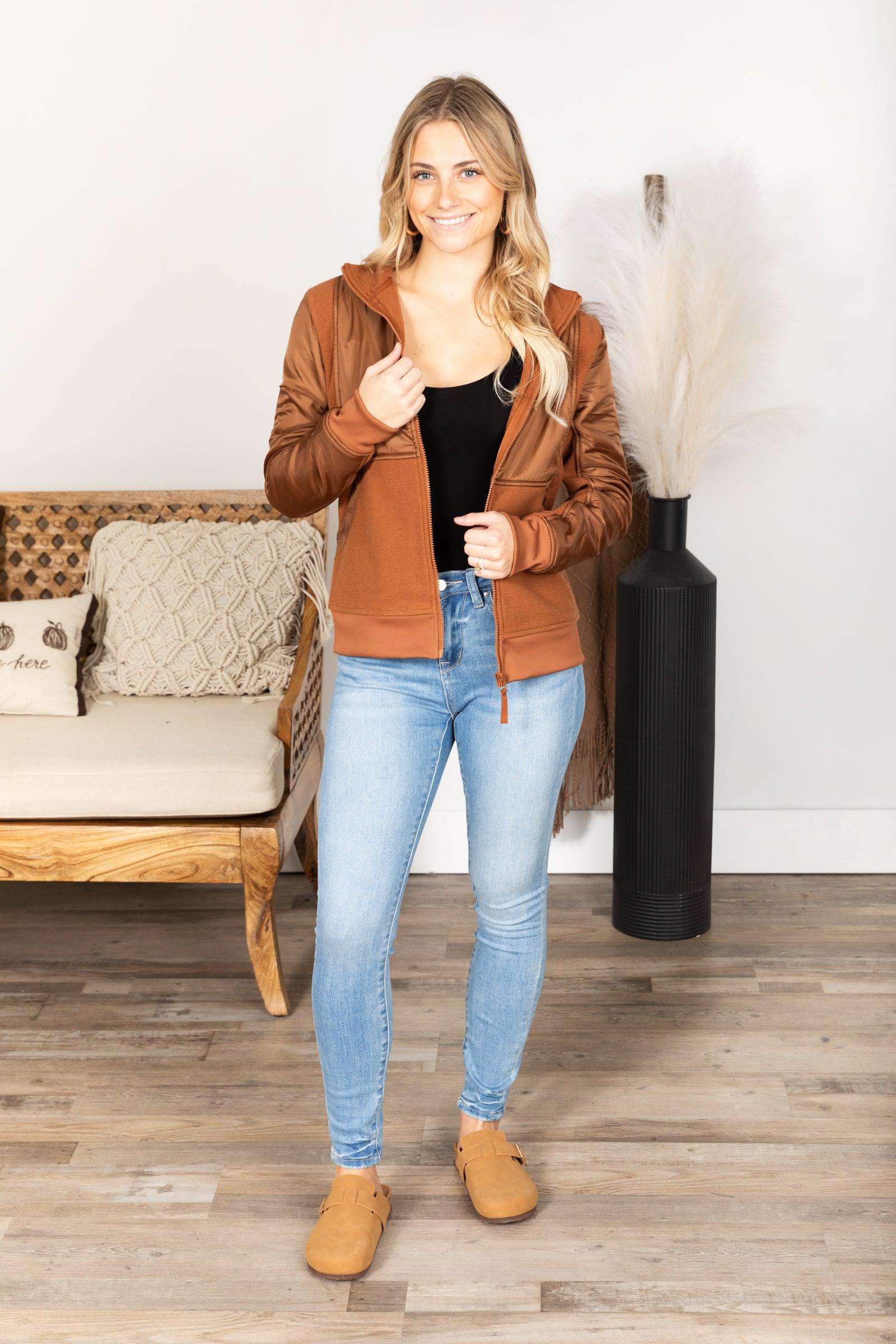 Textured Fleece Hybrid Zip Up Jacket Product Image