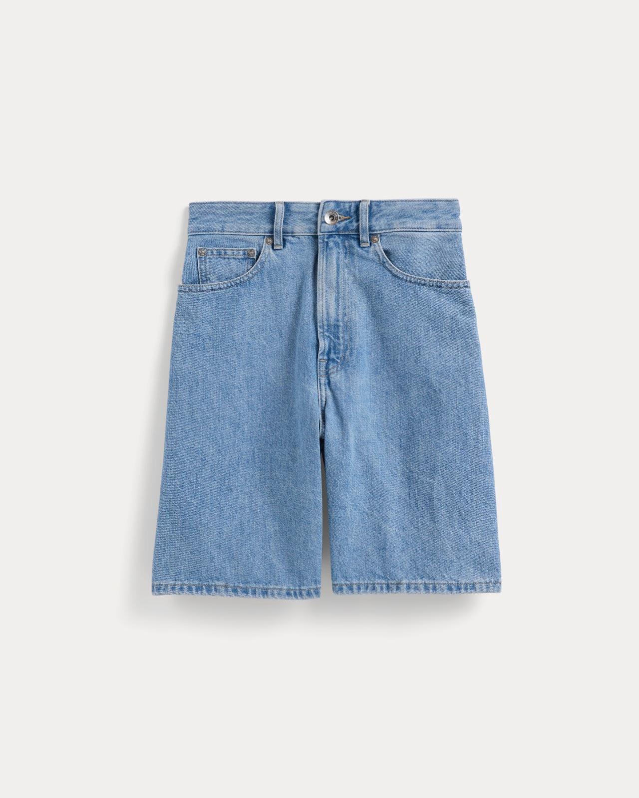 The Long A-Line Denim Short Product Image