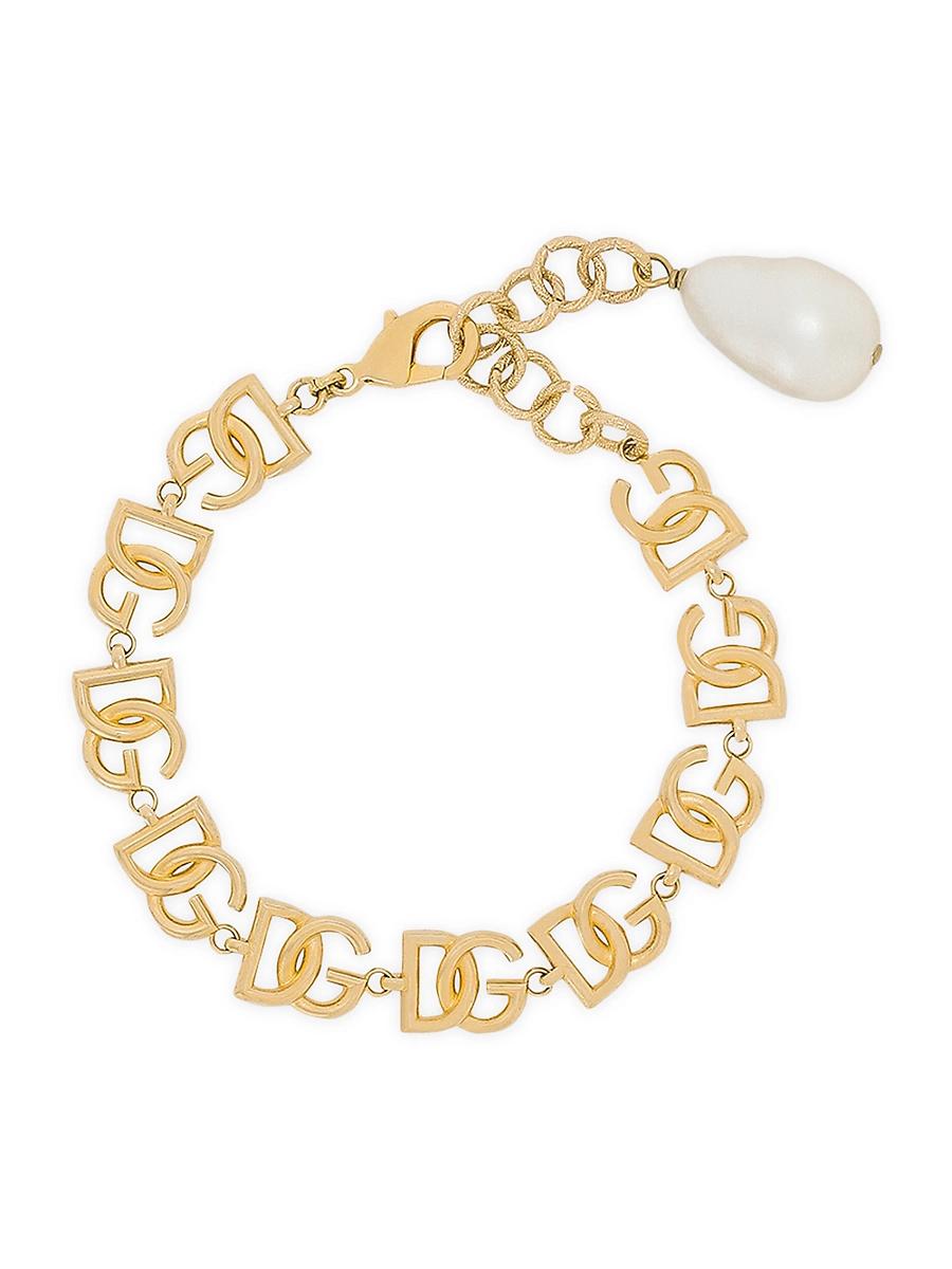 Womens DG Logo Goldtone & Baroque Imitation Pearl Bracelet Product Image