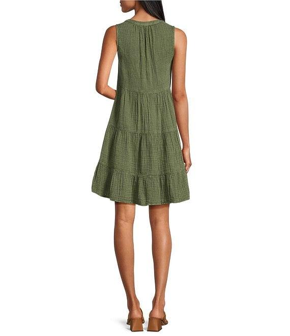 Westbound Sleeveless Button Front Tiered Dress Product Image