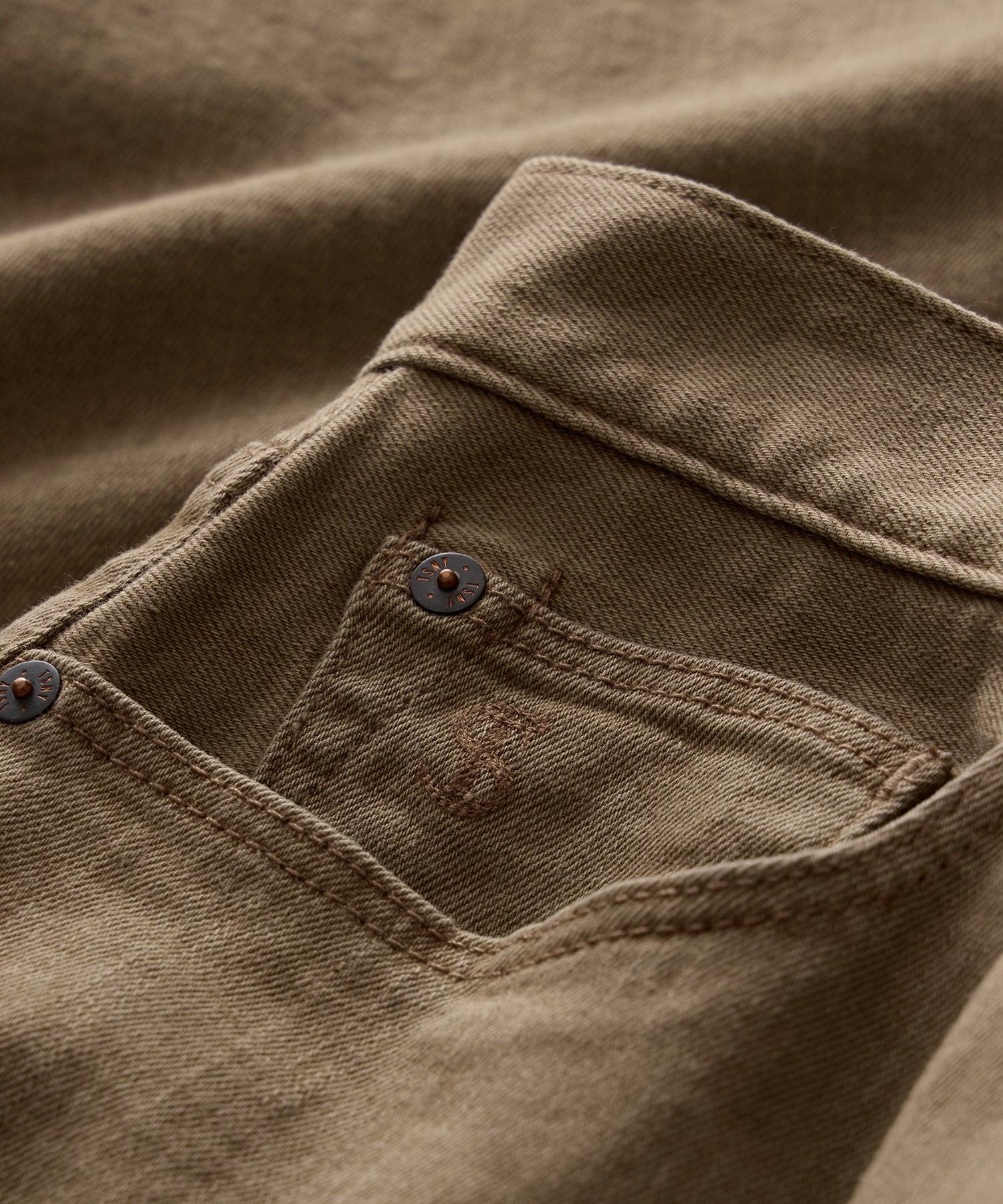 Relaxed 5-Pocket Pleated Jean in Light Brown Product Image