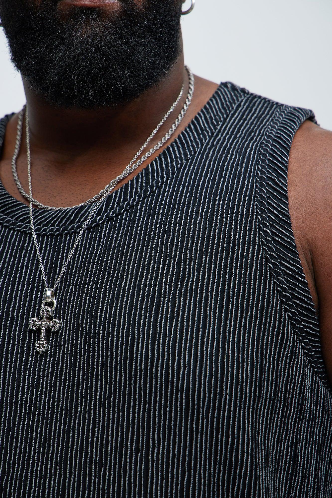 Neil Textured Tank - Black/White Product Image