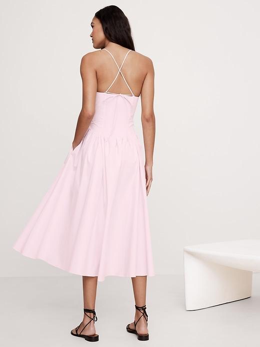 Stretch-Cotton Poplin Long Midi Dress Product Image