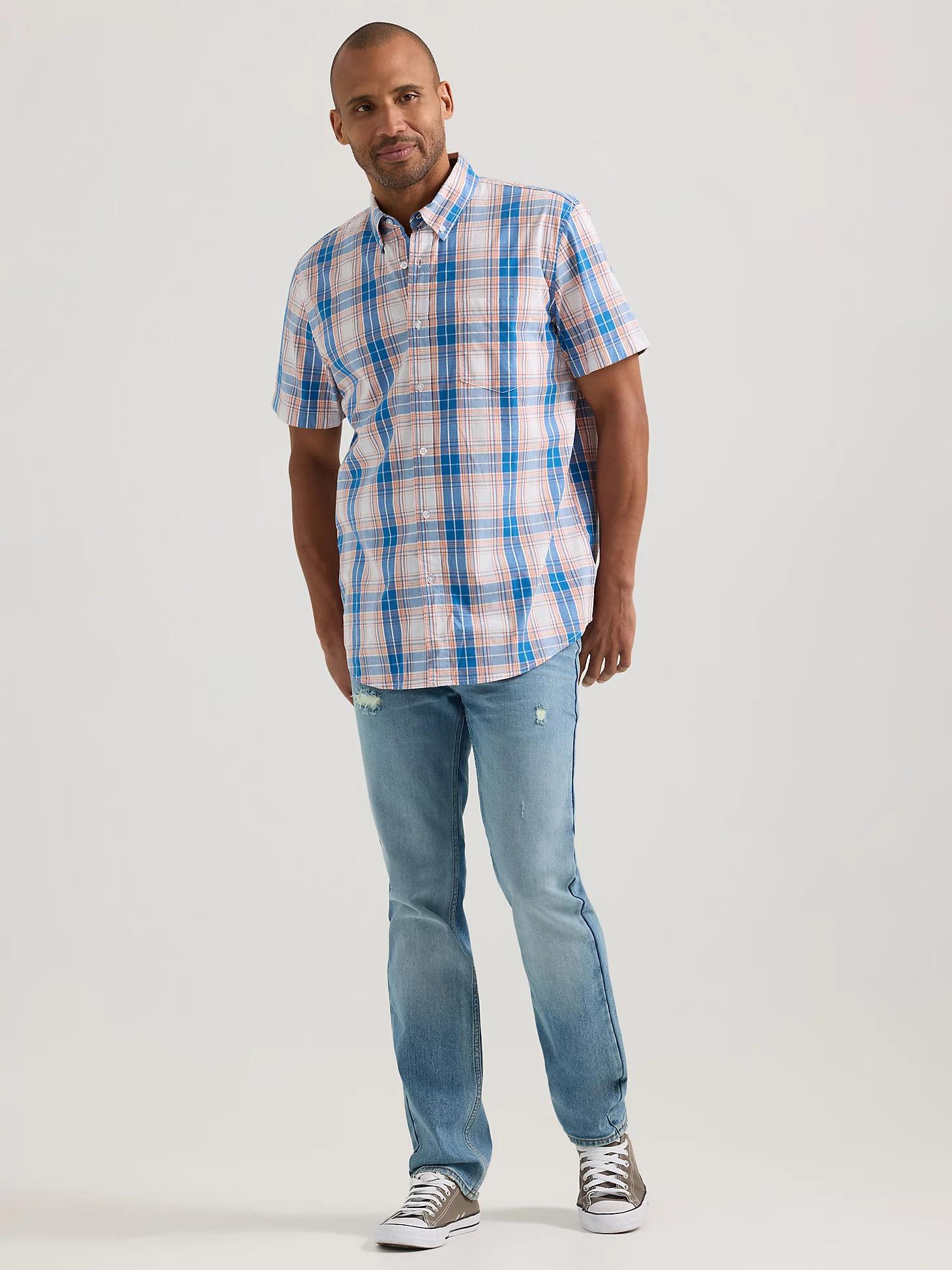 Men's Short Sleeve Madras Plaid Button Down Shirt | Men's Tops & Tees | Lee® Product Image