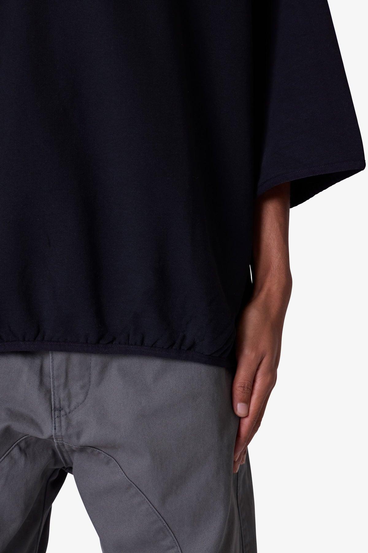 Oversized Knit Polo S/S Shirt - Black Product Image