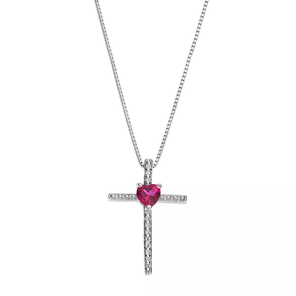 Gemminded Sterling Silver Amethyst Cross Pendant Necklace, Women's,  Product Image