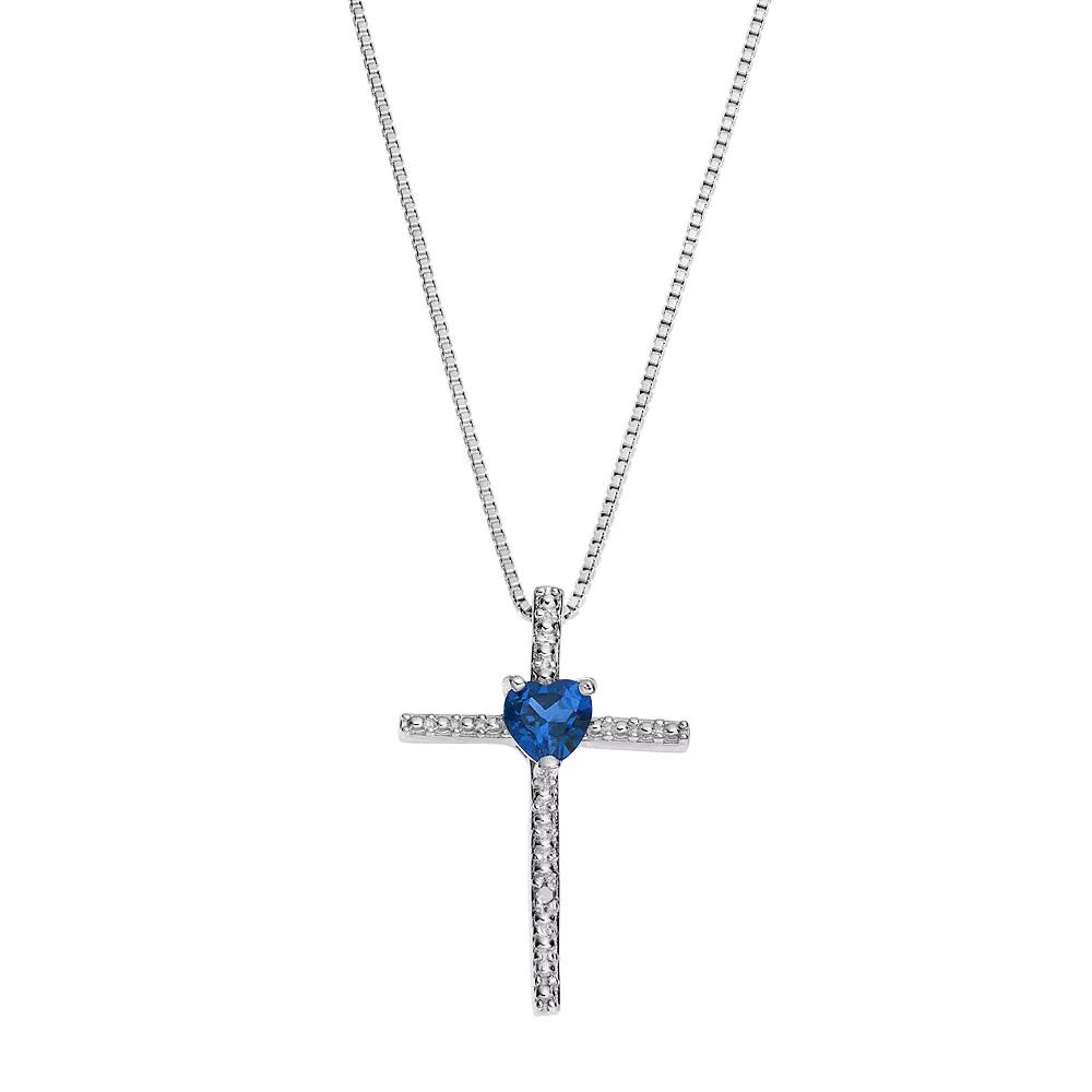 Gemminded Sterling Silver Amethyst Cross Pendant Necklace, Women's,  Product Image