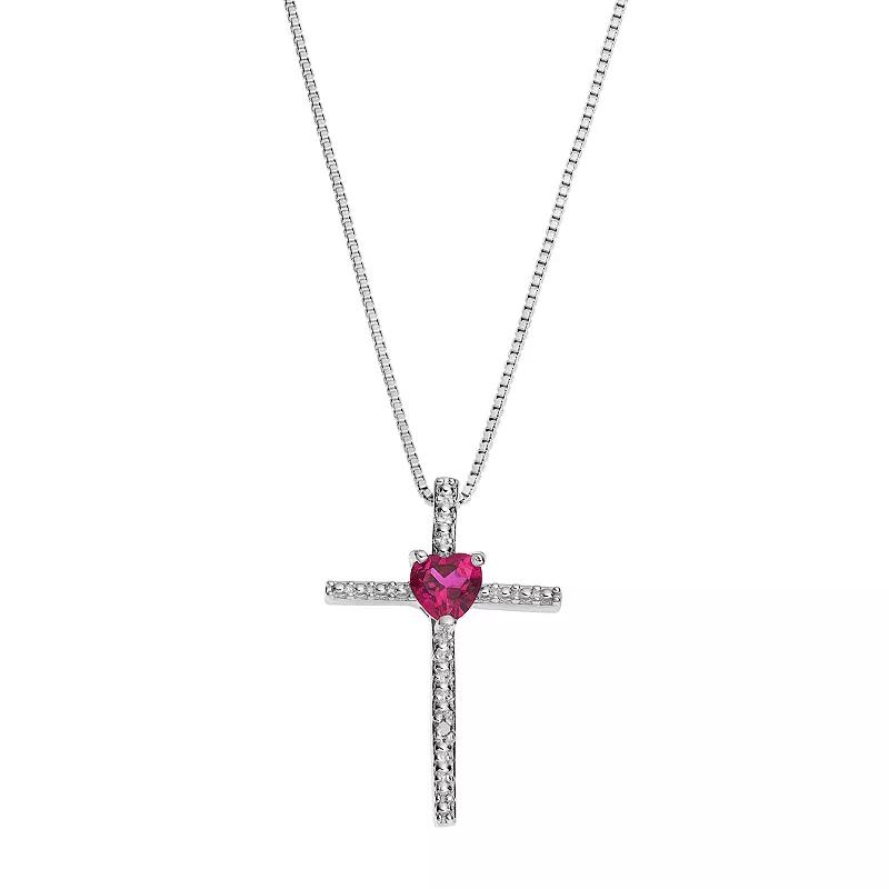 Gemminded Sterling Silver Amethyst Cross Pendant Necklace, Women's,  Product Image