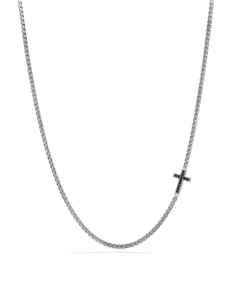 Mens Cross Station Necklace in Sterling Silver Product Image
