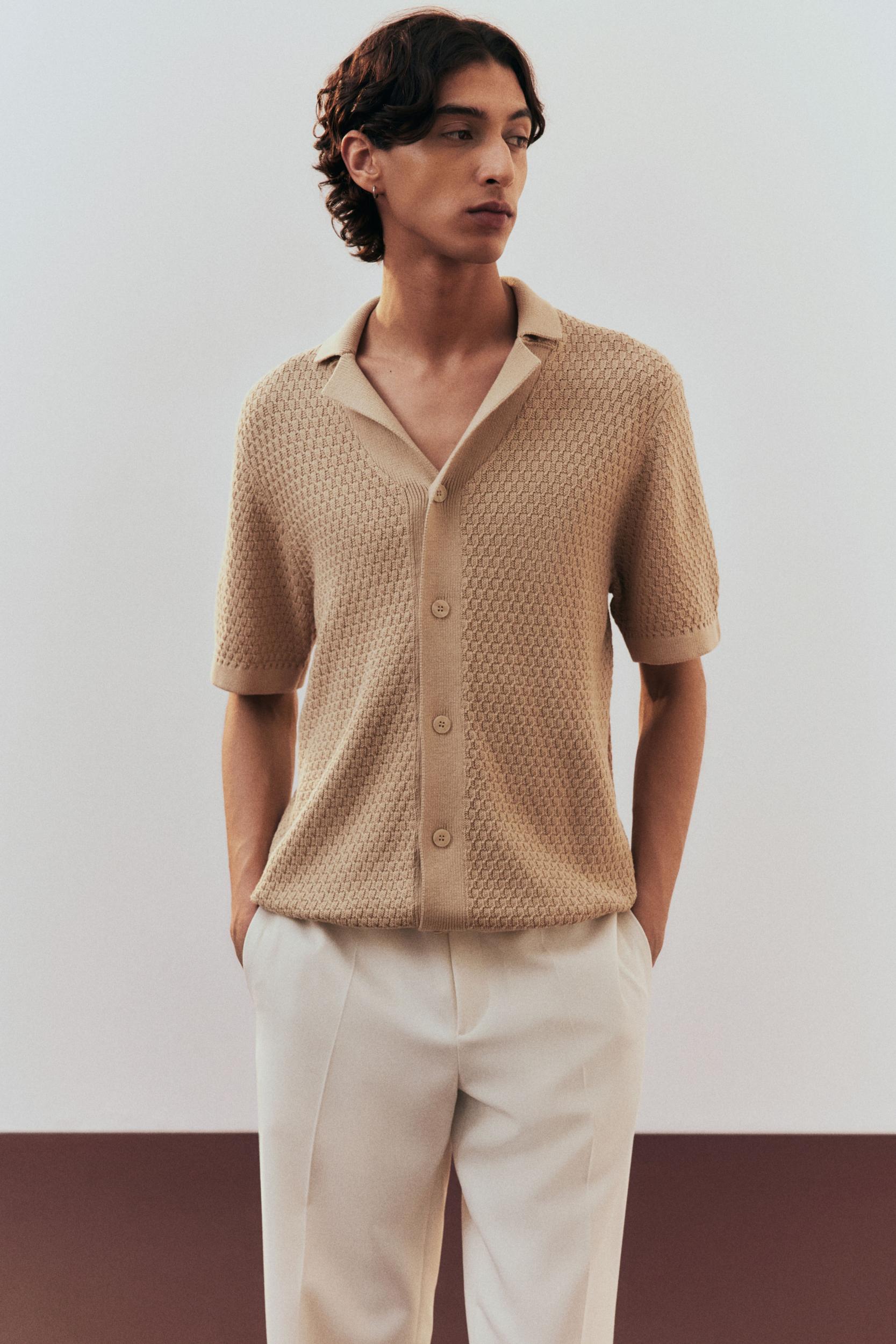 Regular-Fit Textured-Knit Resort Shirt Product Image