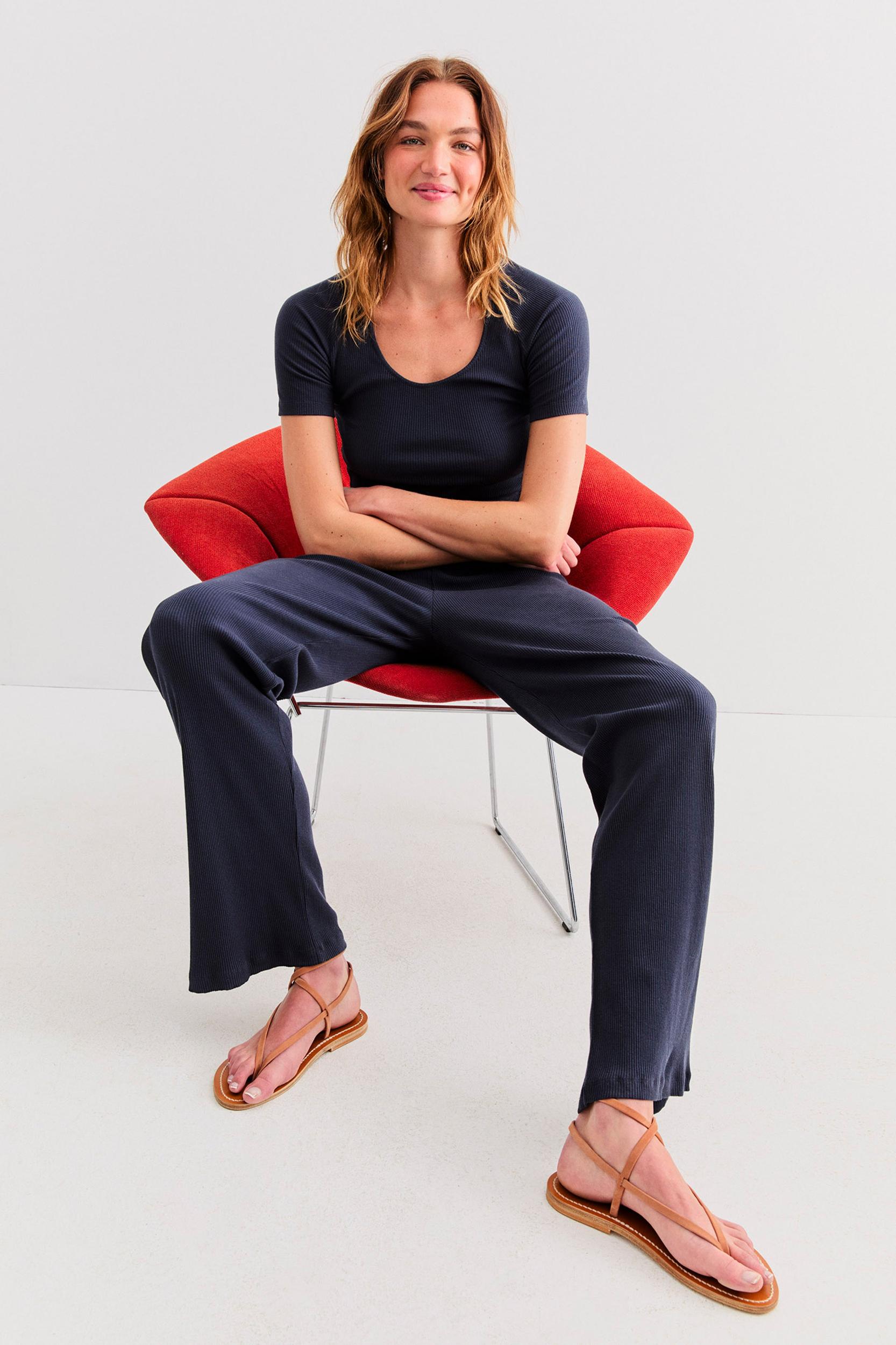 The Ribbed Janice - Navy Female Product Image