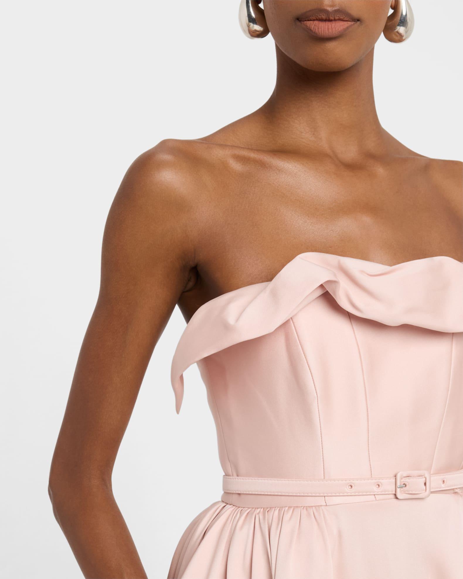 Strapless Ruffle Drape Midi Dress Product Image