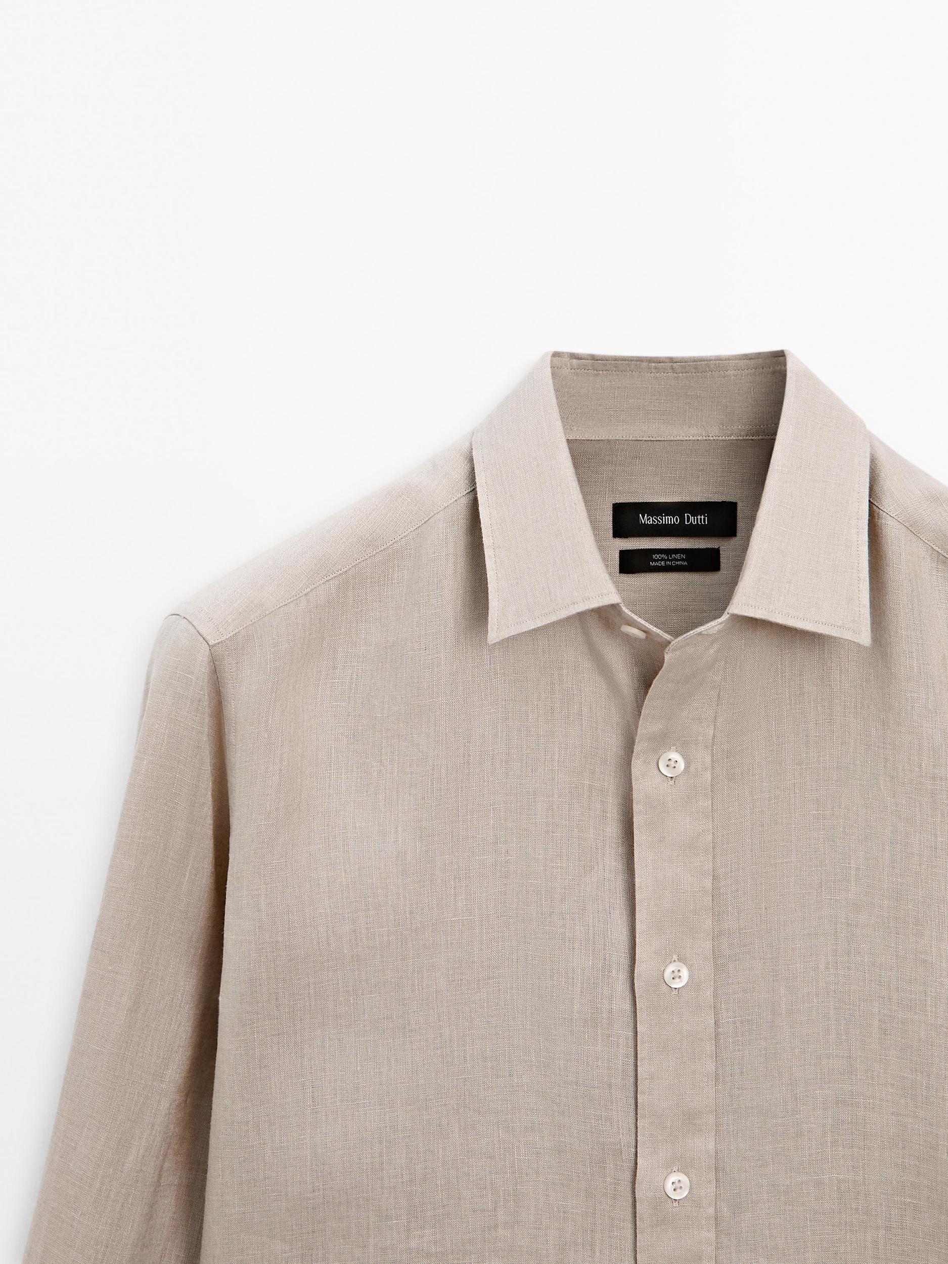 100% linen slim fit shirt Product Image