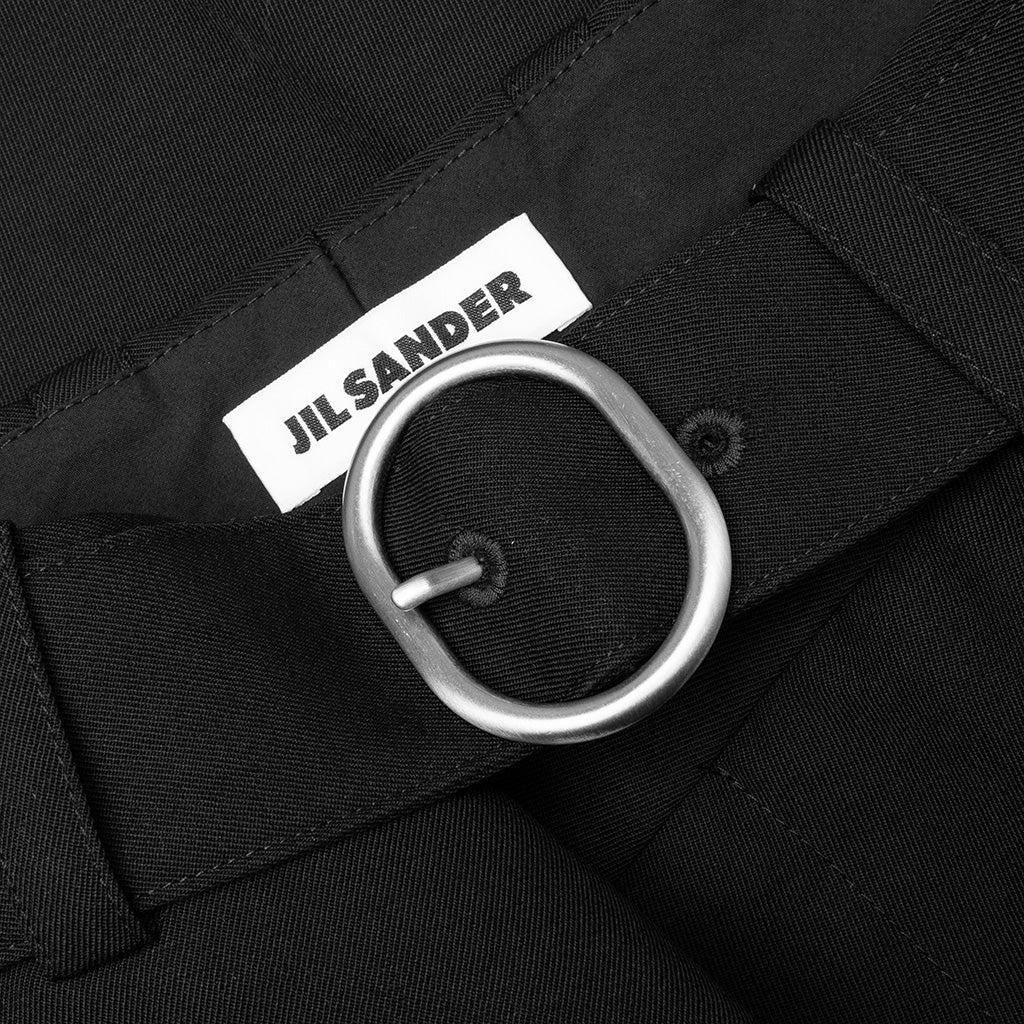 Gabardine Belted Trousers - Black Male Product Image