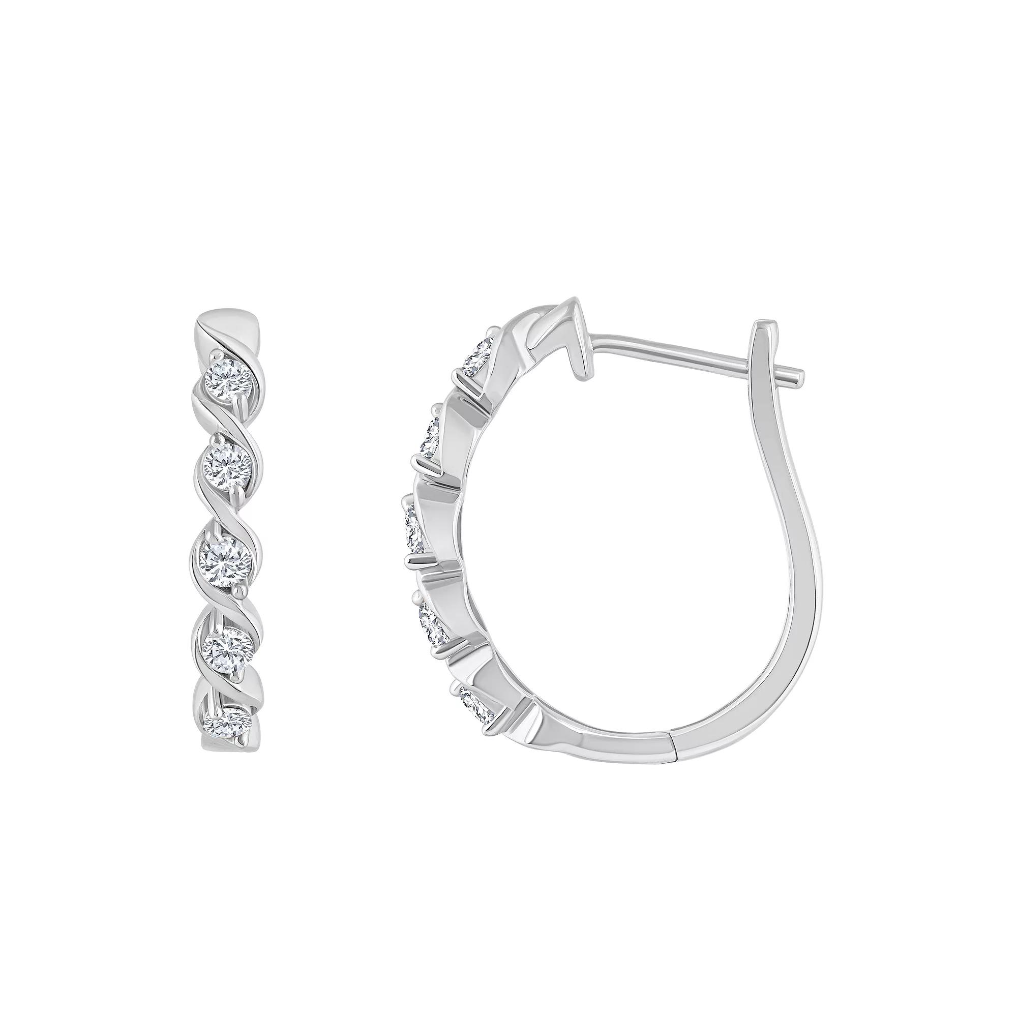 Celebration Gems 14k Gold 1/3 Carat T.W. Diamond Hoop Earrings, Women's Product Image