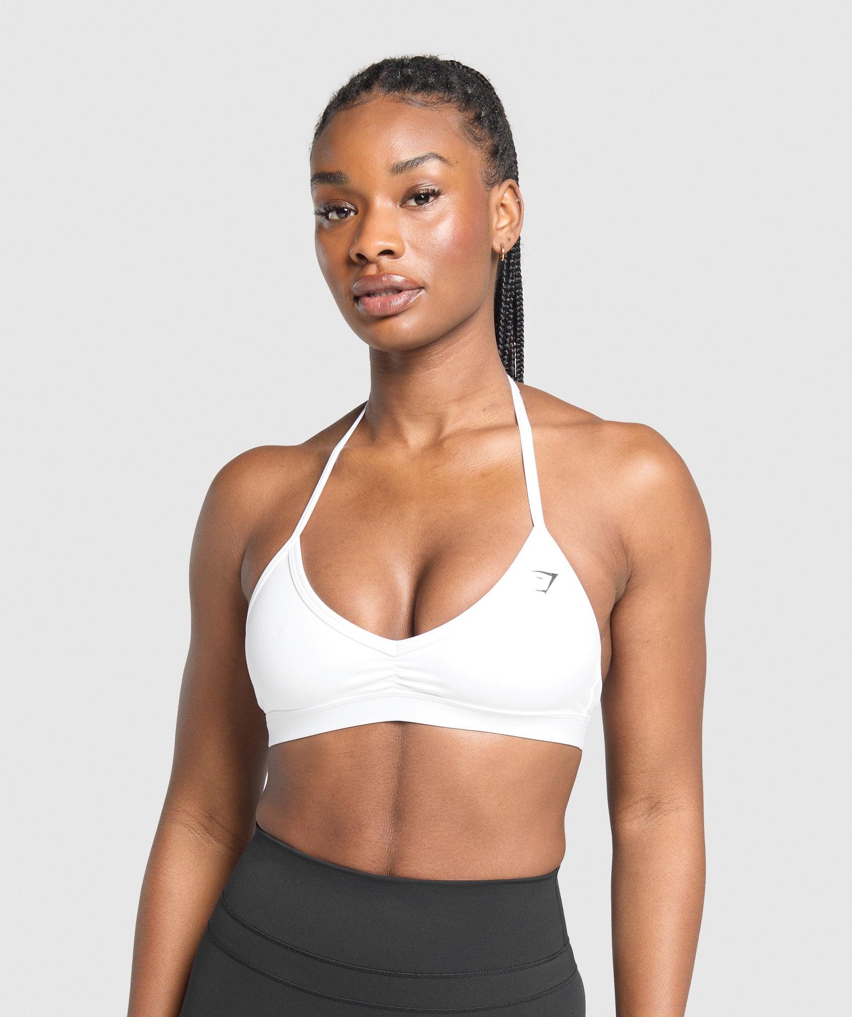 Gymshark Minimal Halterneck Sports Bra - White Female Product Image