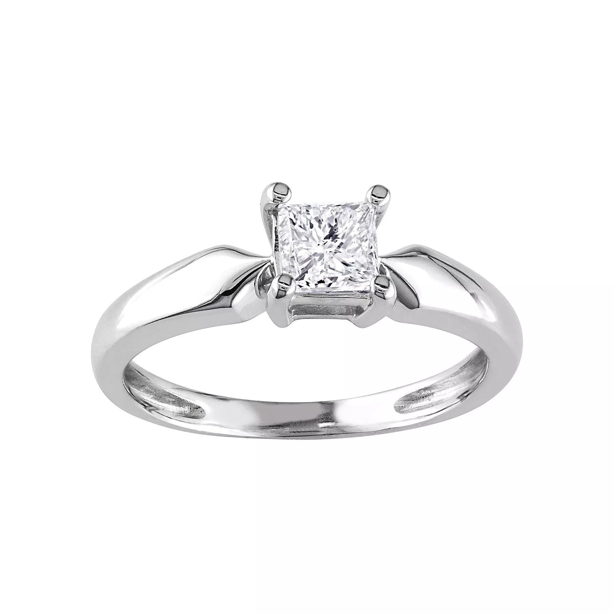 Stella Grace 14k White Gold 1/2 Carat T.W. Diamond Solitaire Ring, Women's, Size: 4.50 Product Image