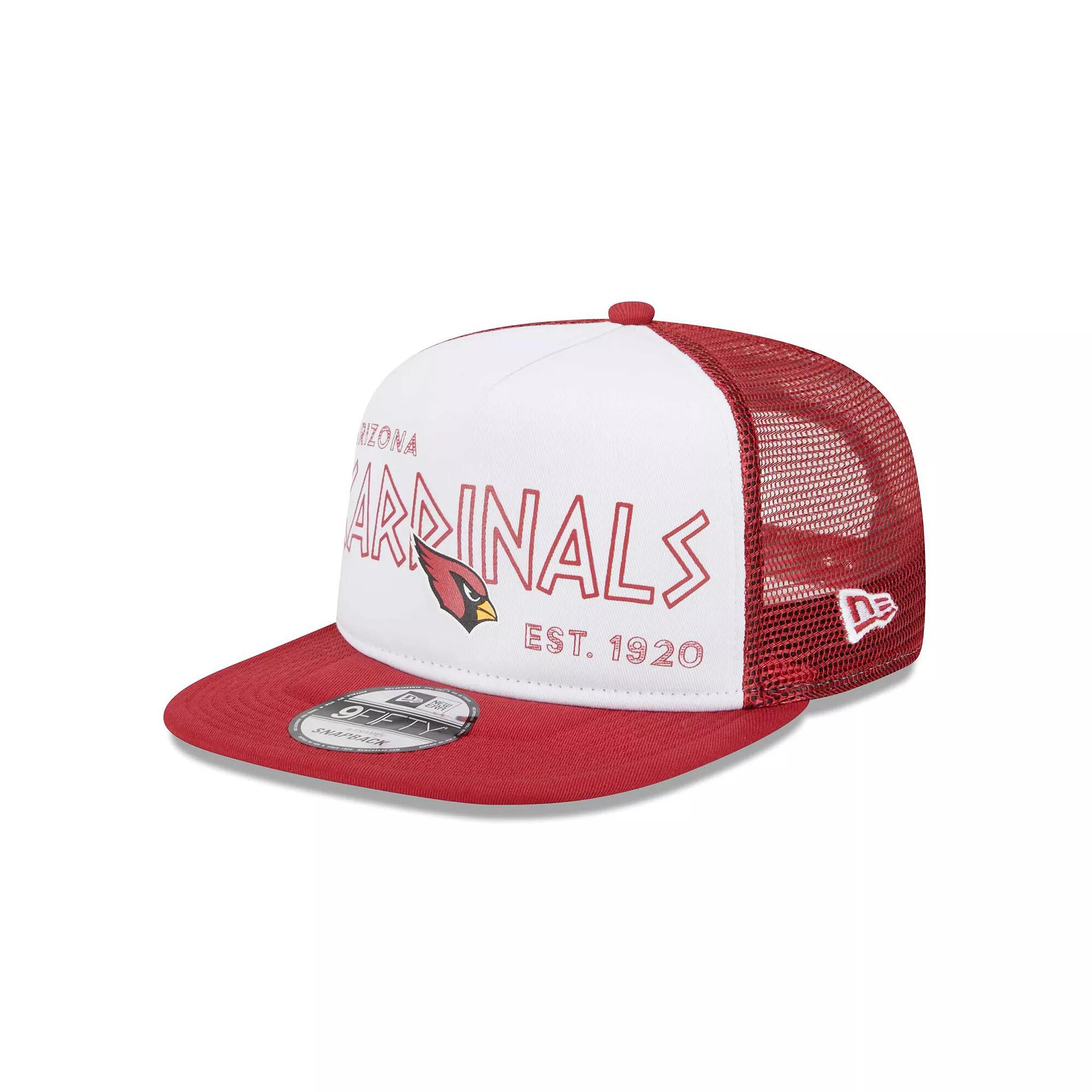 Men's New Era White/Cardinal Arizona Cardinals Banger 9FIFTY Trucker Snapback Hat Product Image