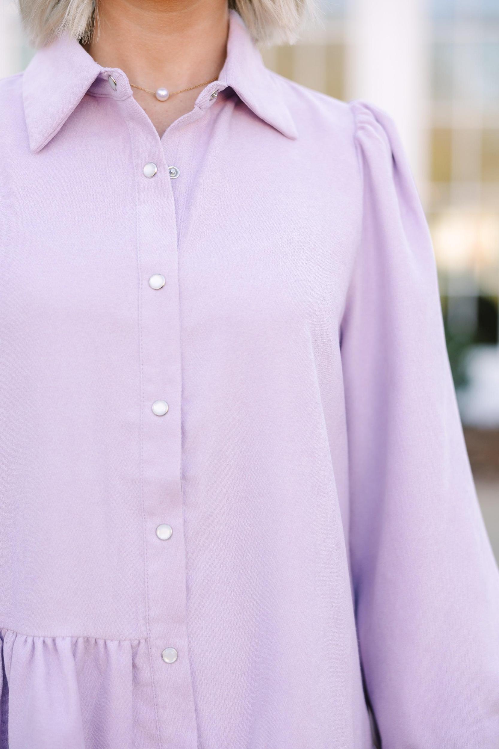 It's Your Place Lilac Purple Corduroy Button Down Dress Female Product Image