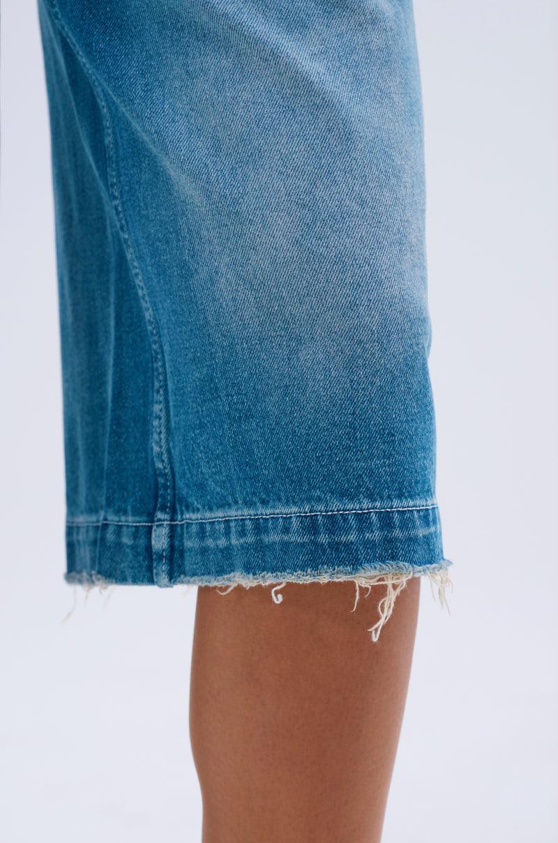 LITERAL PERFECTION BLUE DENIM BERMUDA SHORTS Product Image